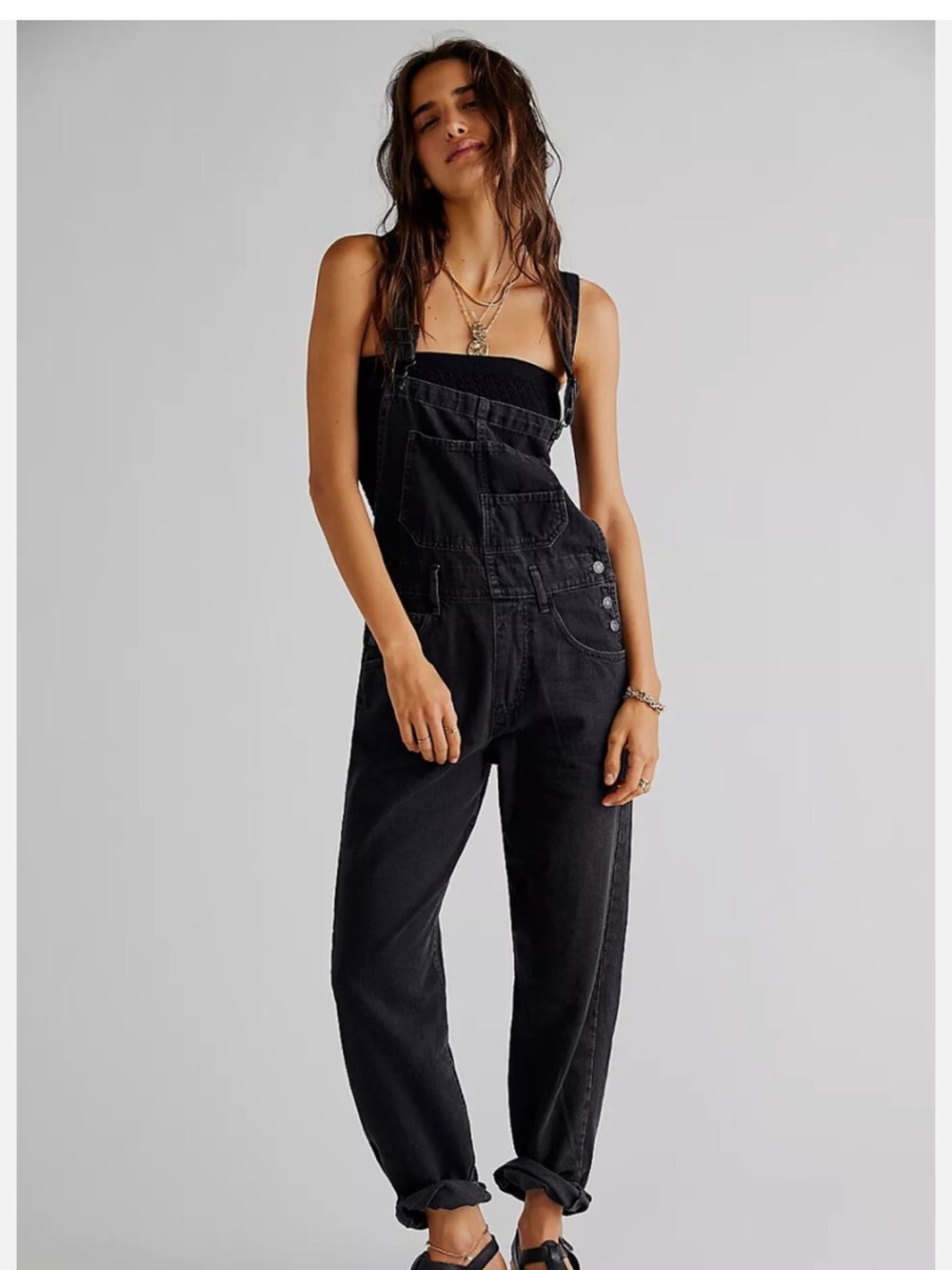 We the Free Ziggy Denim Overalls - Mineral Black - L